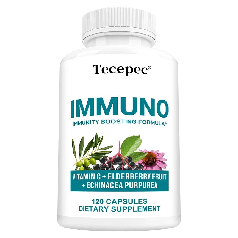 Immune Support Capsules - with Vitamin C, Elderberry Fruit, Echinacea Purpurea - Balances The Immune System and Physical Health 120 count