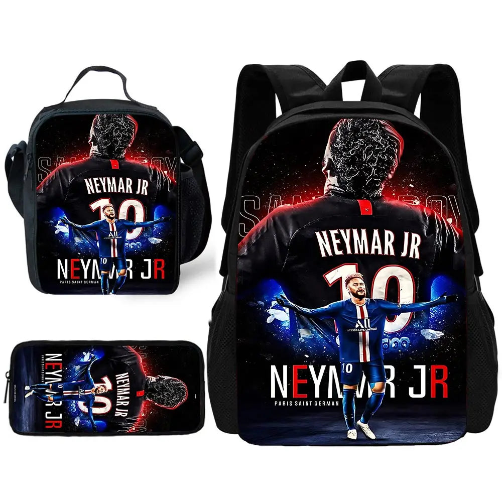 Game Football Child School Backpack with Lunch Bags ,Pencil Bags ,N-NeymarS School Bags for Boys Girls Best Gift TZ-213HJJ06A3