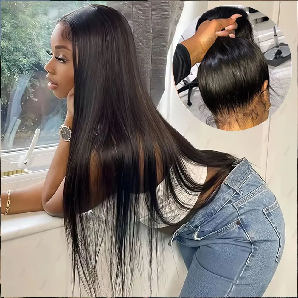 360 Full Lace Wig Bone Straight Human Hair Wigs 30 Inch 13x6 HD Transparent Front Lace Human Hair Wig Brazilian Remy Closure Wig