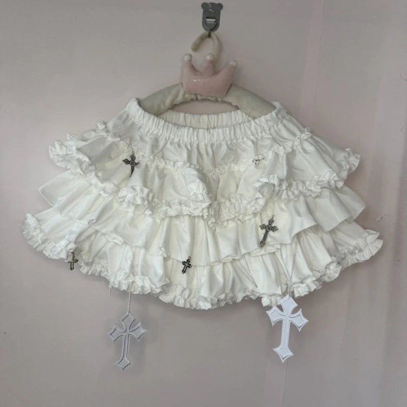 Gothic Y2k Elastic Waist Harajuku Y2k Short Skirt Women Hot Chick Chic Ruffle Subculture Skirts Design Retro Cake Skirt Lolita