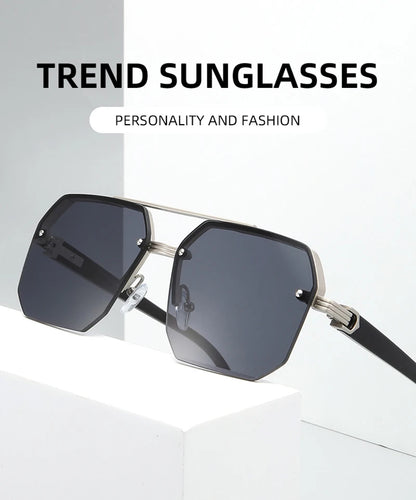 Fashion Half Frame Sunglasses Men Women Classic Big Business Sun Glasses Male Trendy Driving Shades