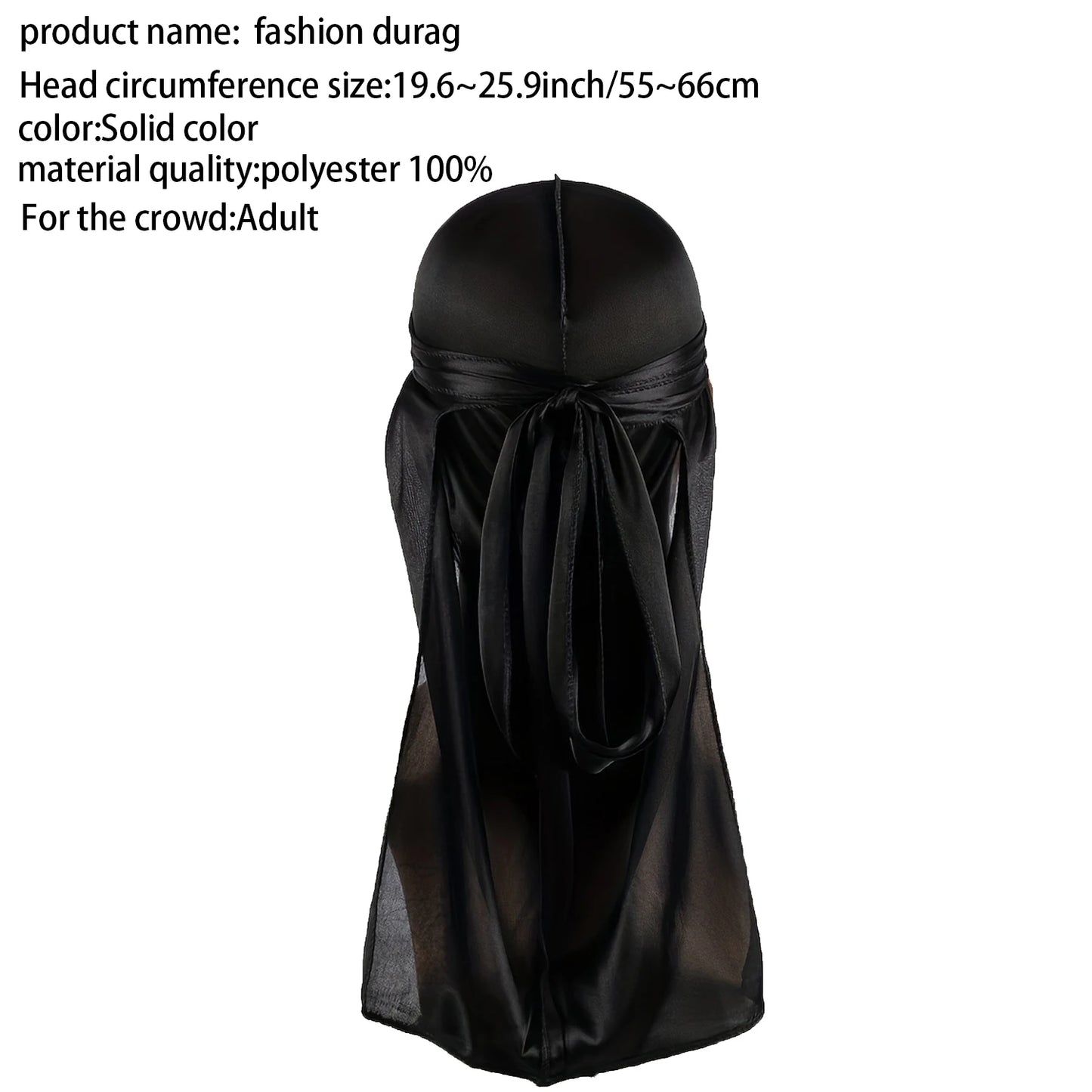 Men's Silk Durag Bonnet Bandana Silky Du Rag Doo Rag Long Tail Waves Cap