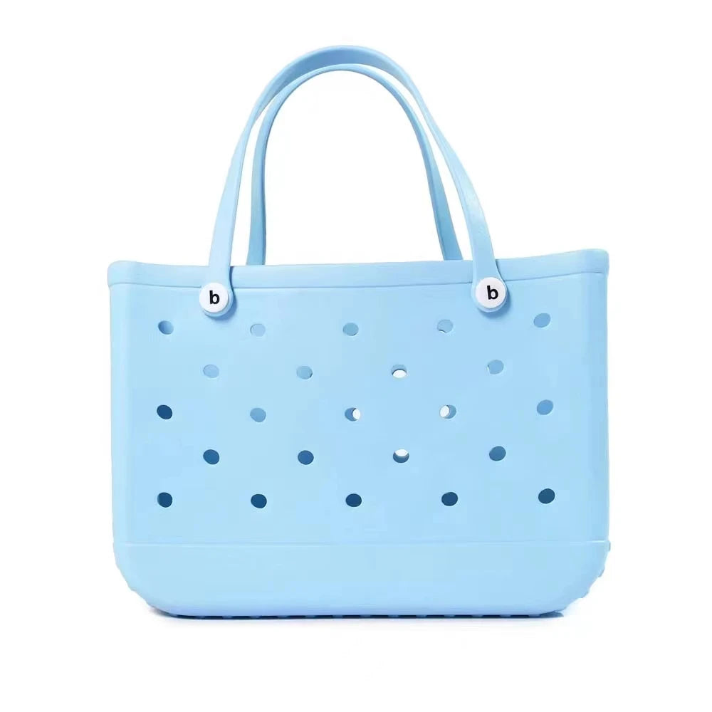 XL Eva Beach Boggs Bag Waterproof Extra Large Tote Bag Beach Basket Women Picnic Handbag 48cm XL Tote Bag Rubber shopping Bags Sky Blue XL