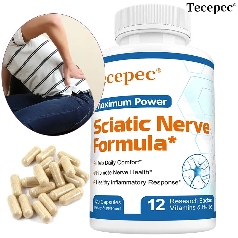 Vitamin B Complex Sciatica Relief Formula - Nerve Support and Pain Inflammation Relief Promotes Health of Nerves and Muscles