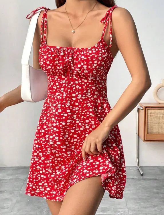 New Women Summer Floral Spaghetti Strap Sexy Dresses,Mini Dress,Beach Dress,Woman Clothing,Short Dresses,Clothes,Sundress