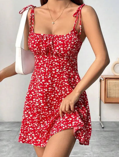 New Women Summer Floral Spaghetti Strap Sexy Dresses,Mini Dress,Beach Dress,Woman Clothing,Short Dresses,Clothes,Sundress