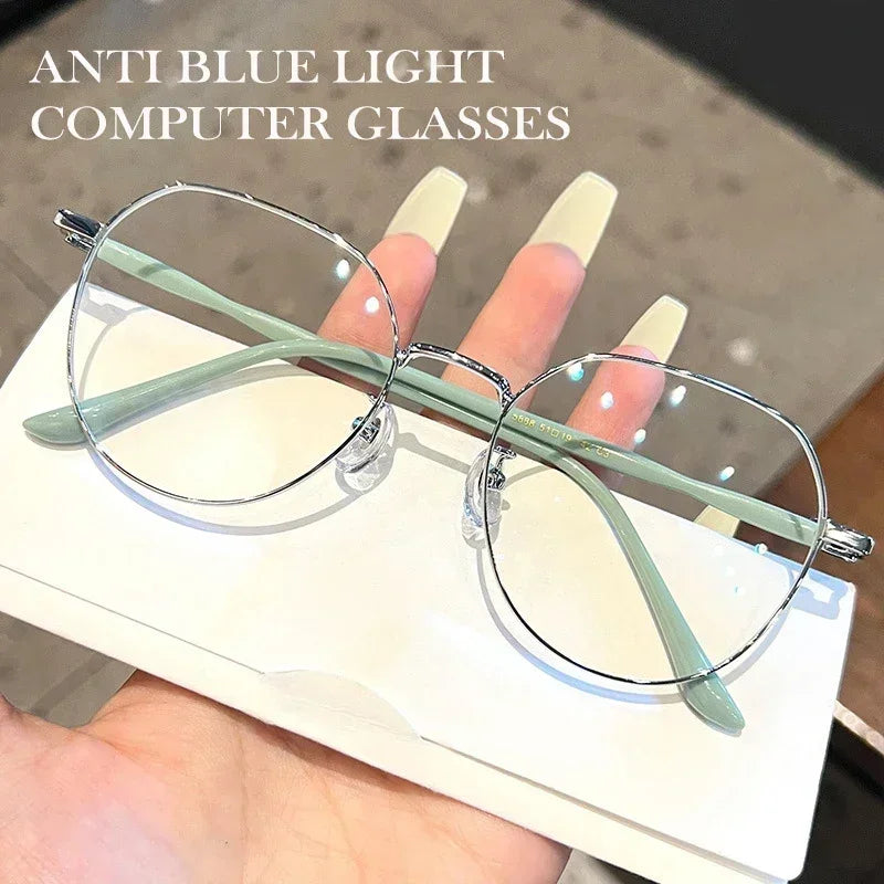 Retro Elegant Anti Blue Light Glasses Round Metal Frame Vintage Computer Gaming Eye Protection Classic Eyeglasses Badiee Stylez