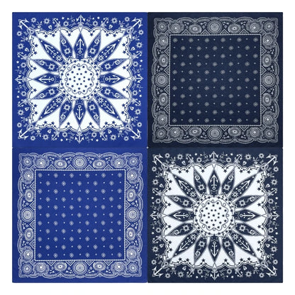 Popular Hip Hop Navy Blue Cashew Flower Bandana Men Women Outdoor Headbands Hair Band Wrist Wrap Amoeba Scarves Hair Accessories