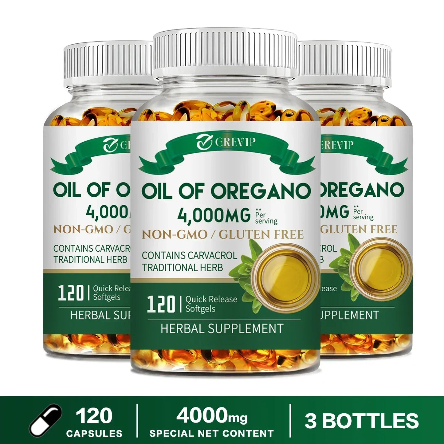 Oil of Oregano Capsules - Promotes Digestion and Intestinal Health, Antioxidant, Enhances Immunity 120 Capsule-3bottles