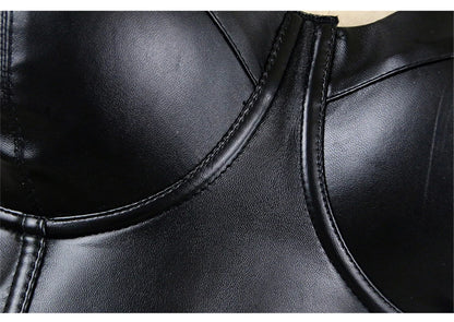 Wechery Women Leather Corset Top Crop Bustier Gothic Bra Push Up Bodice Sexy Lingerie Corselet Party Short Camis Plus Size 6XL