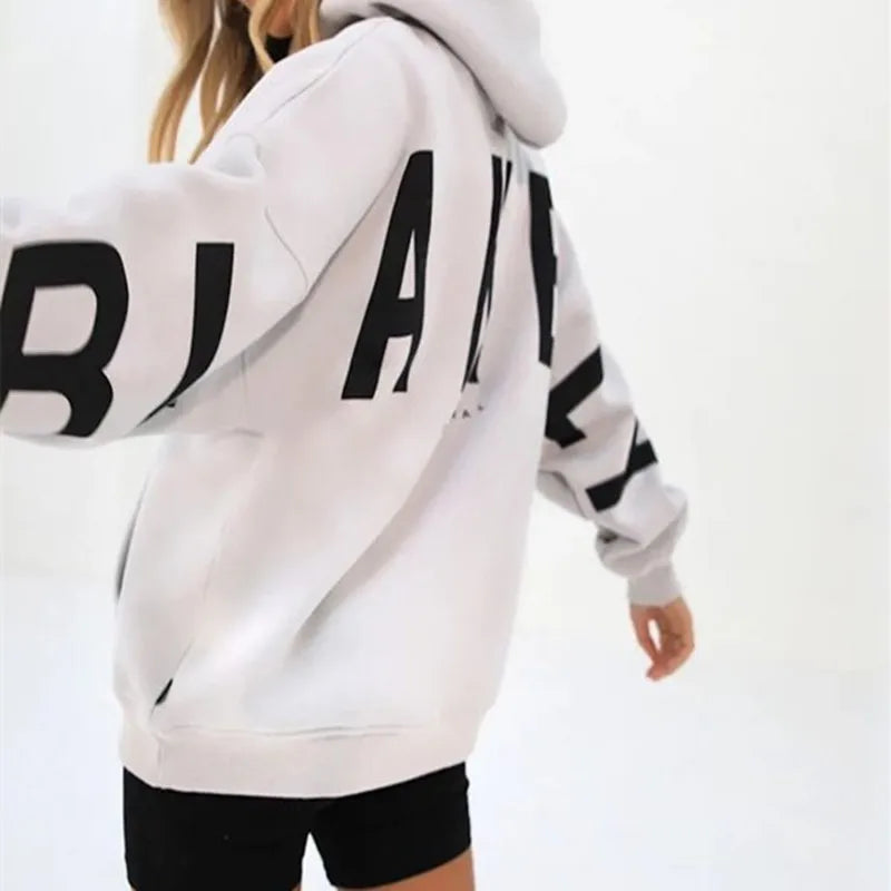 2025 New High Quality Women's Hoodie Autumn Winter Fashion Printed Thickened Versatile Long Sleeve Loose Casual Women's Top Badiee Stylez