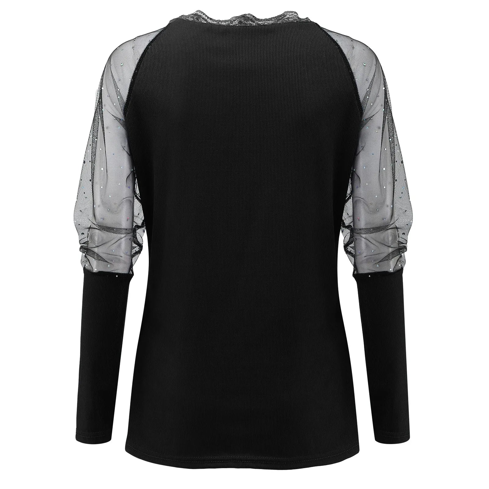 Elegant Mesh Blouse Women Slim Elastic V-neck Printed Lace Sexy Long Sleeve Top Fashion Streetwear Tops Blusas Mujer De Moda