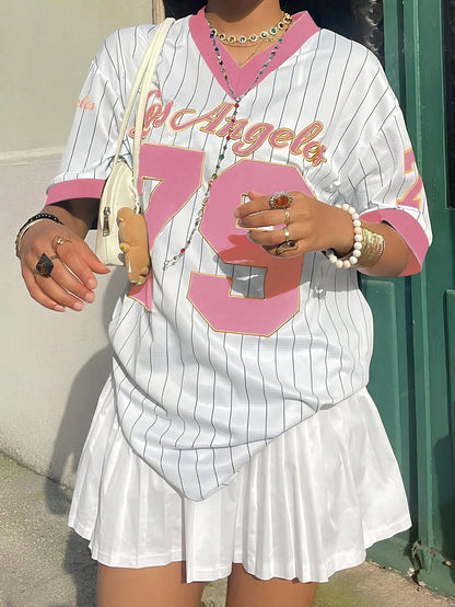 Los Angeles No.79 Football Jersey American Style Street Jersey V-neck Short Sleeve Summer Trend Oversized Casual Fashion Tshirt wjr327047