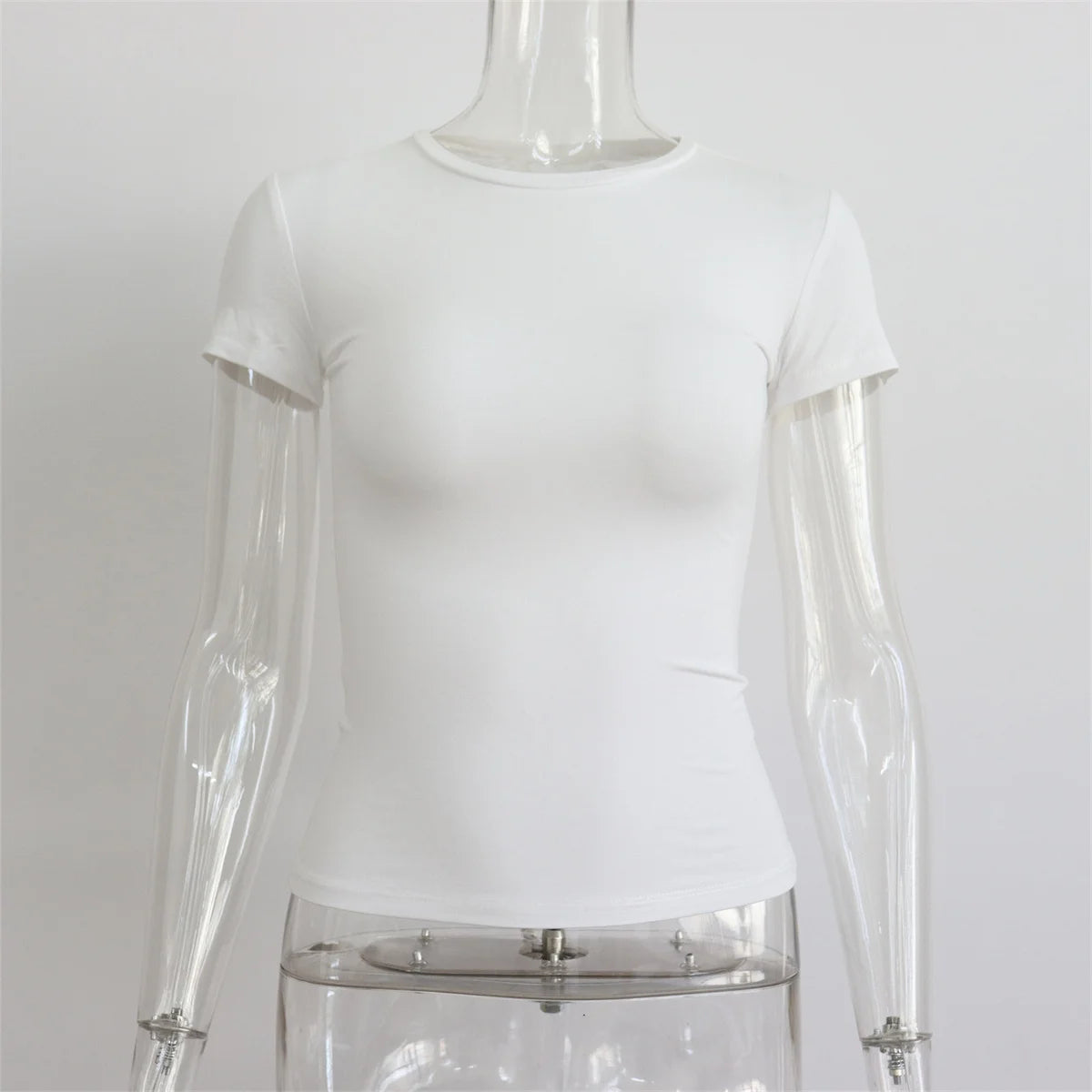 2025 Spring New Short Sleeve T-Shirt Women Solid Simple Casual Soft All-Match Hot Basic Crop Tops Tees Summer Fashion Slim Fit T