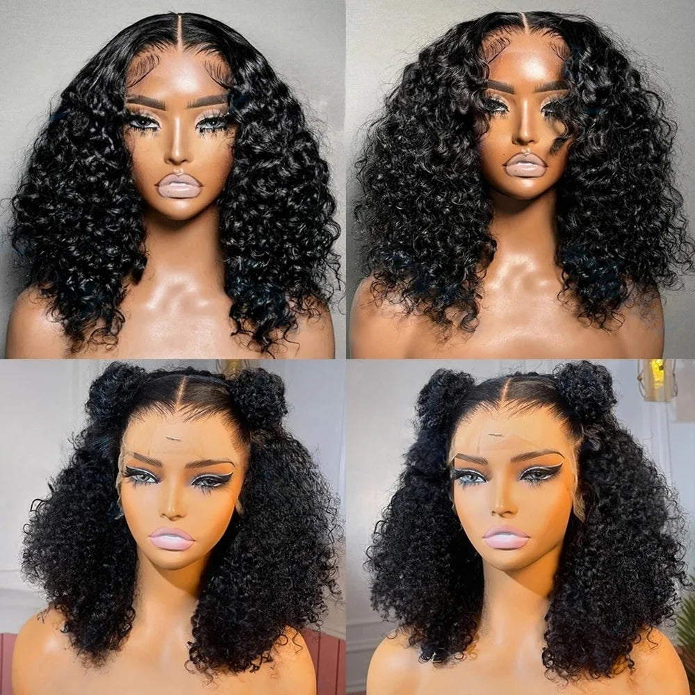 Short Bob Wig Human Hair 13x6 13x4 HD Lace Frontal Deep Wave Wig 7x5 Glueless Wig Curly Lace Front Wig PrePlucked For Women Pre