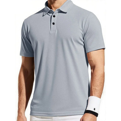 Men's Trendy Polo Shirt - Breathable Solid Color Casual Tee for Effortless Summer Style