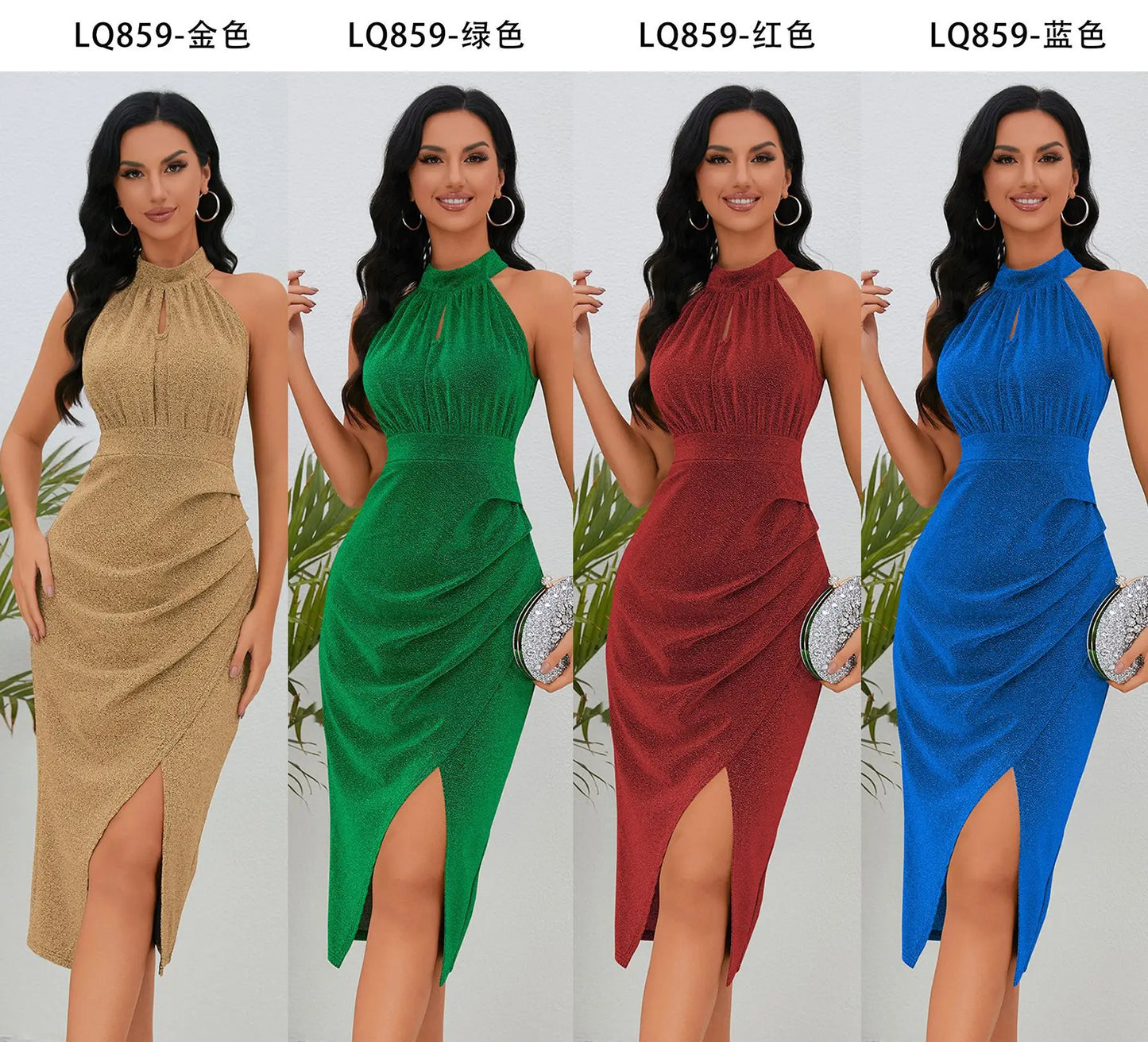 VigoCasey 2025 Female Sleeveless Evening Party Dress Women Summer Solid Bodycon Dress Sexy Lady Stand-up Collar Tight Dresses