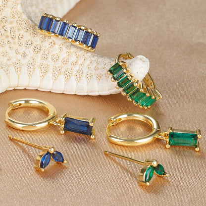 3PCS Stainless Steel Square Earrings Sets for Women Vintage Zircon Pendant Geometry Round Circle Hoop Earrings Piercing Jewelry