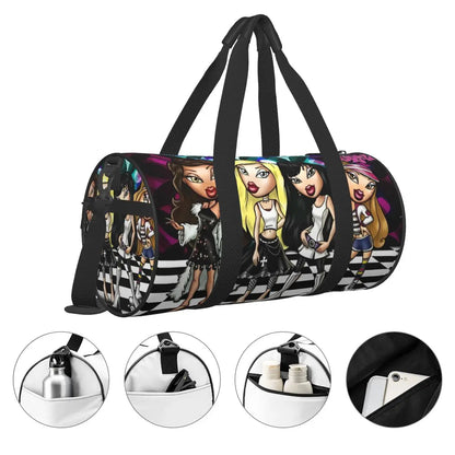 Bratz Glitter Sparkle Gym Bag Weekend Sports Bags Gym Accessories Travel Pattern Handbag Retro Fitness Bag For Male Female Badiee Stylez