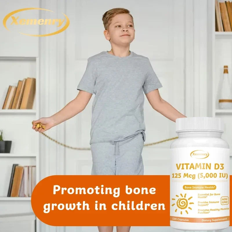 Vitamin D3 Capsules - Promote Calcium Absorption, Promote Bone Teeth and Skin, Nerve, Heart Health, Support Immunity