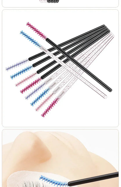 50pcs Grafted eyelashes Single color disposable eyelash brush Spiral eye Makeup Eyelash curler makeup brush cosmetic tools