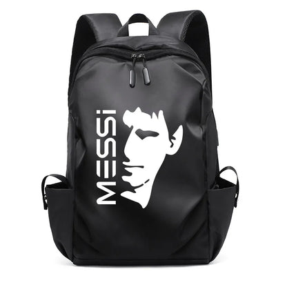Football Super Stars MESSI Backpack Boy Girl Unisex College Student Backpack Women Men Laptop Teens Student USB Port Rucksack Black B061