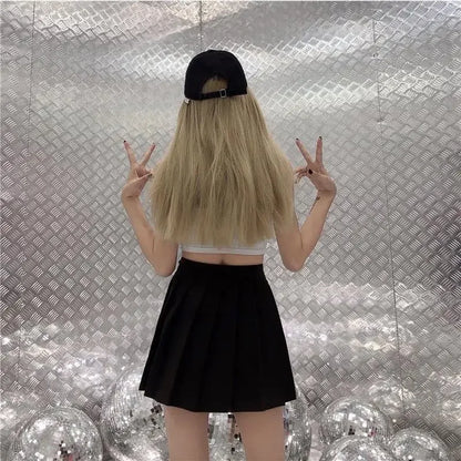 Red Pleated Skirts Streatwear plaid Side Button skirt womens Casual Mini Skirt All Match Women Short Skirt Fashion Tartan