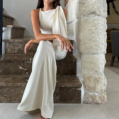 Candyhot Sexy Solid O-Neck Sleeveless Casual Fashion Dress Y2K Summer Slim Fit Piece Maxi Dress Evening Dresses Women's Clothing