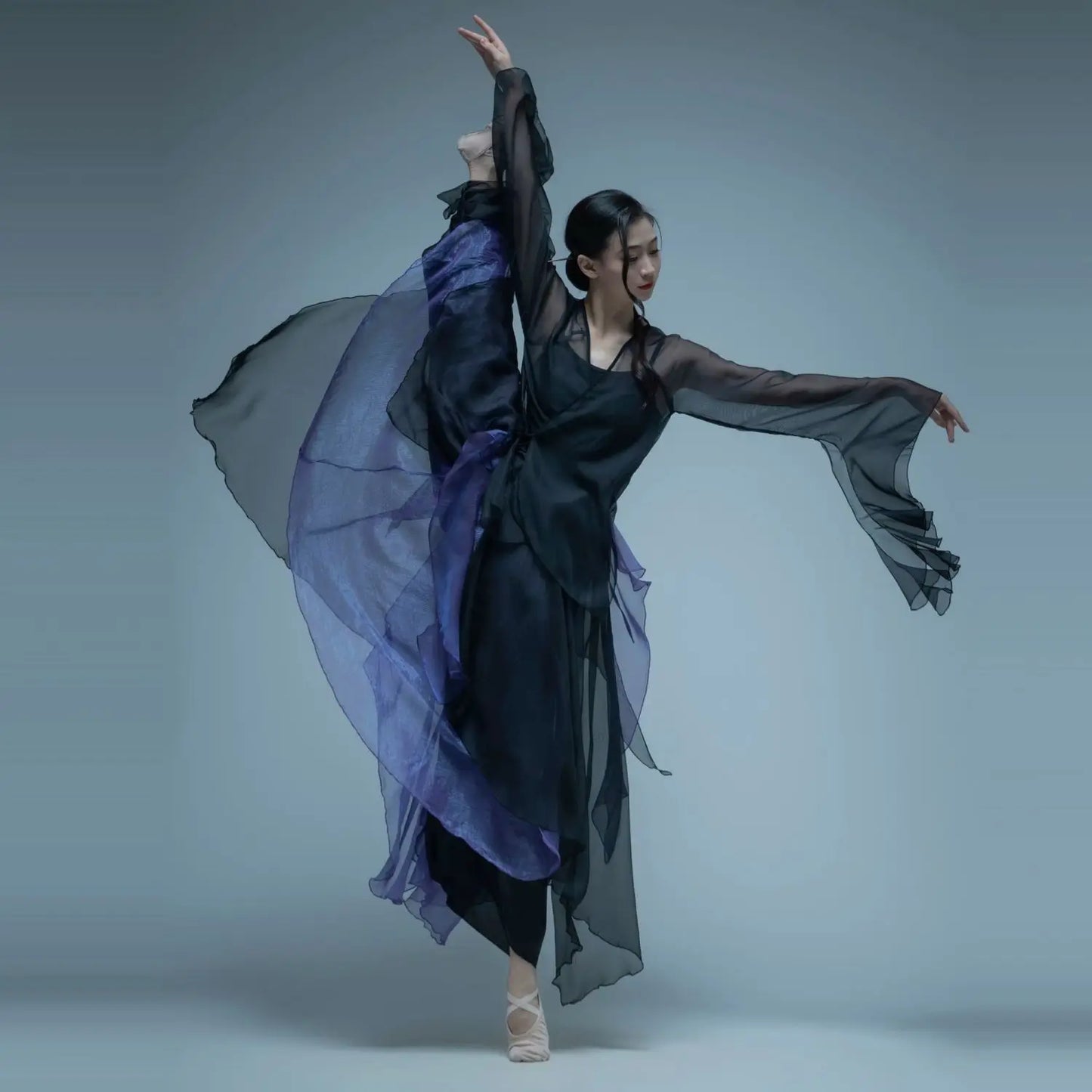 Classical Dance Costume For Women, Flowing Gauze Dress, Chinese Style Practice Outfit, Female Body Rhythm Gauze Dress, Martial Badiee Stylez