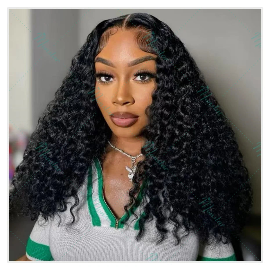 300% Density Burmese Curly Human Hair Wigs 13x4 13x6 HD Full Lace Frontal Wig 100% Human Hair Wigs with Spiral End Natural Black Badiee Stylez