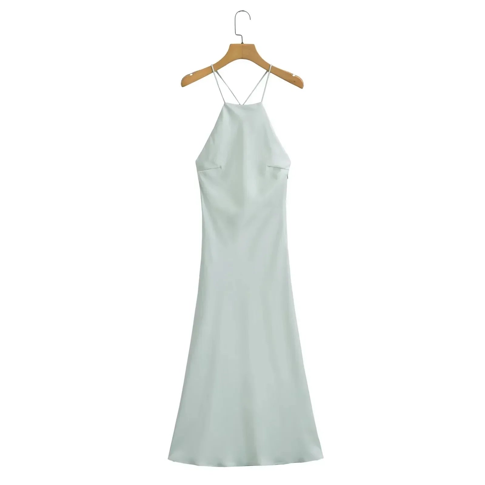 2023 Summer New Women's Dress Tanksilk-satin Feeling Sleeveless Dress 9588 Western Style Fashion