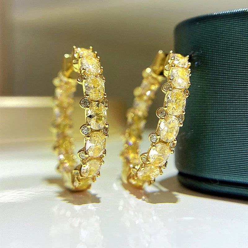 Huitan Luxury Trendy Pink/Green/Blue/Yellow CZ Hoop Earrings for Women Silver Color/Gold Color Hot Trendy Girls Jewelry Dropship E3968