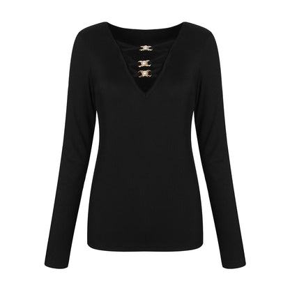 Sexy Slim Women's Tops 2024 Summer Long Sleeve Solid T-shirt Tee Casual Fashion Korean Pullover Shirt for Female Y2K Crop Clothe black