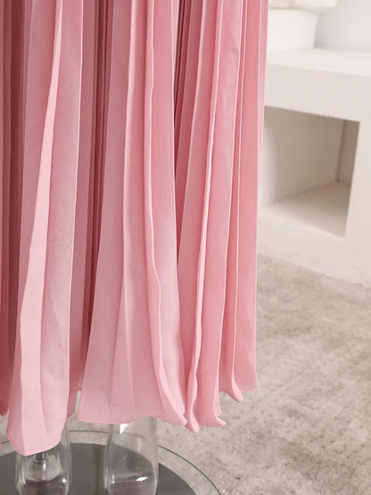 DEAT Elegant Dress Hollow Out Backless Camisole Pleated Flower High Waist Women's Party Dresses 2025 Autumn New Fashion 13DB5083 Badiee Stylez