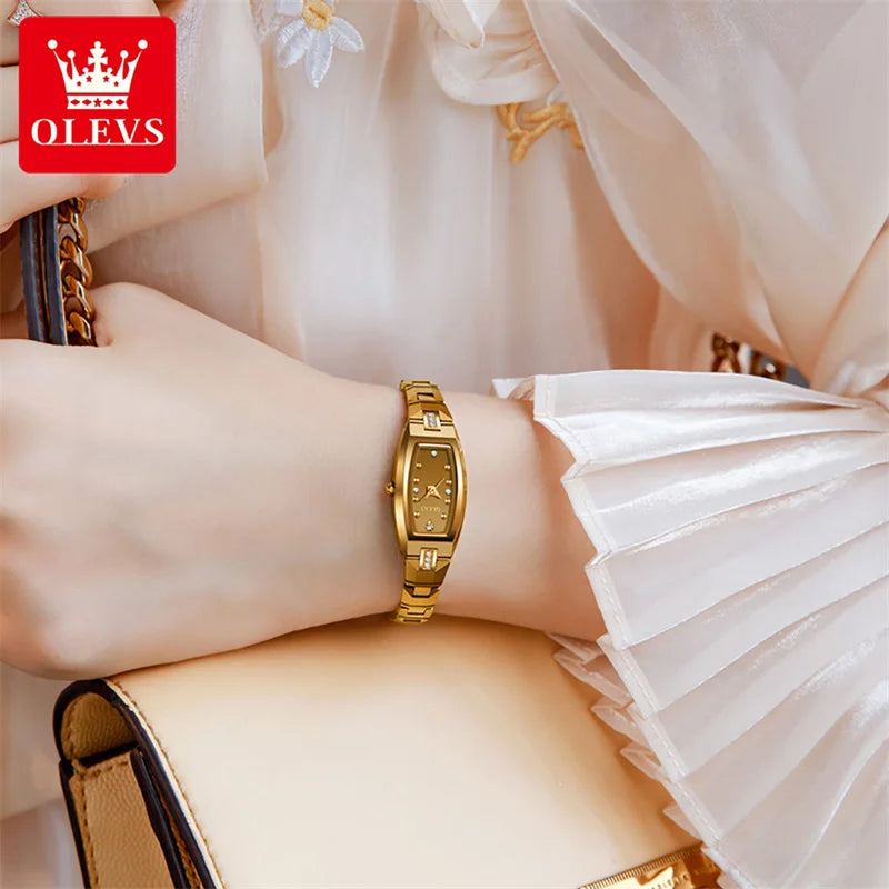 OLEVS Gold Tungsten Steel Women Watches Ultra-thin Luxury Fashion Ladies Waterproof Quartz Watch Relogio Feminino Reloj 2025