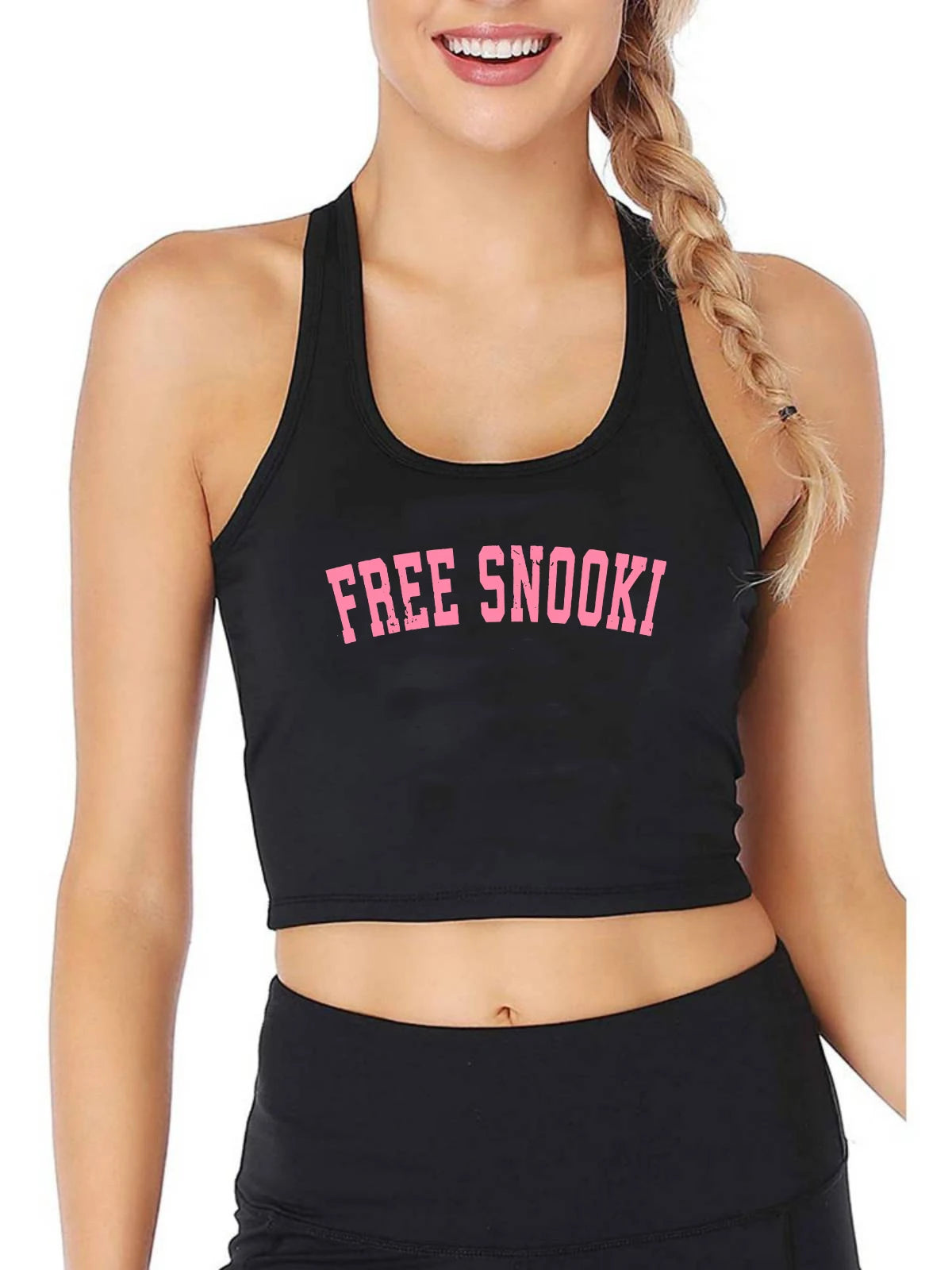 Free Snooki Design Sexy Slim Fit Crop Top Women's Customizable Cotton Breathable Tank Tops Fitness Training Camisole