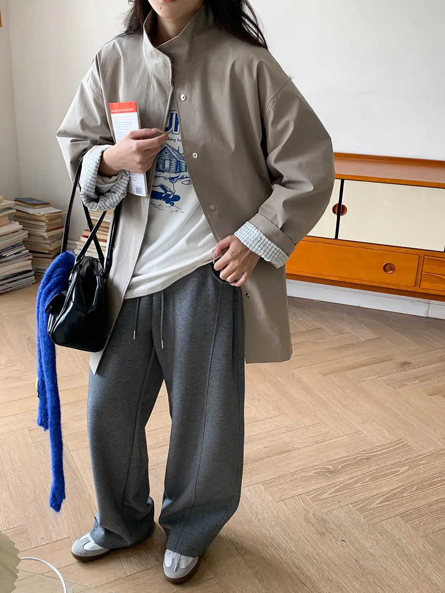 New relaxed and curved cut sports and casual wide leg pants for early autumn Badiee Stylez