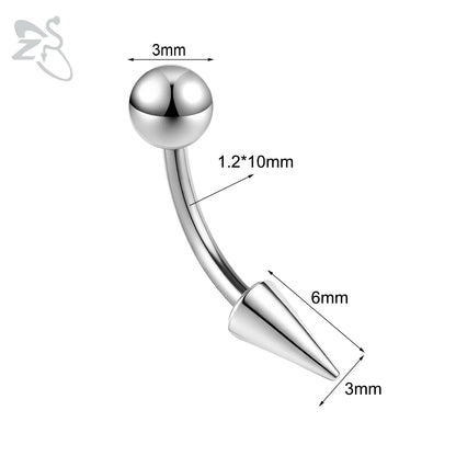 ZS 1 PC 16G Stainelss Steel Eyebrow Ring For Men Women Long Spike Curved Nose Bridge Piercing 3 Colors Cone Lip Labret Piercings Style 3 10X3X6MM