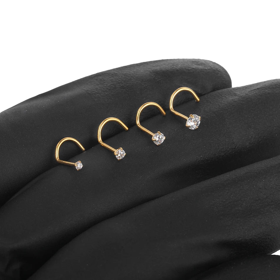 1PC Titanium 18G /20G 1.5/2/2.5/3mm Zircon Gem Nose Stud Piercing Screw Prong CZ Nostril Earring Nariz Piercings Sexy Jewelry Badiee Stylez