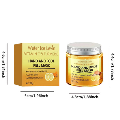 Vitamin c and turmeric hand wax mask for hands and feet, smoothing skin, gently cleansing hand mask, illuminating hand skin