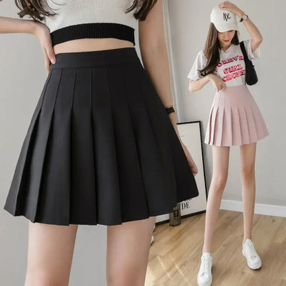 2024 Summer New High Waist Slimming Solid Color A-line Skirt Women's Fashion Sports Tennis Badminton Academy Style pleated skirt