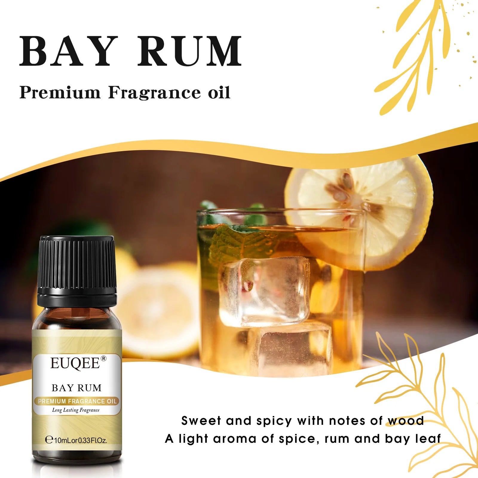 EUQEE 10ML Men's Fragrance Oil For Car Diffuser,Making Candle Leather Forest Pine Coffee Cake Cedarwood Bay Rum 1pcs/3pcs/6pcs - Badiee Stylez