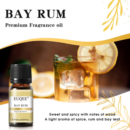 EUQEE 10ML Men's Fragrance Oil For Car Diffuser,Making Candle Leather Forest Pine Coffee Cake Cedarwood Bay Rum 1pcs/3pcs/6pcs - Badiee Stylez