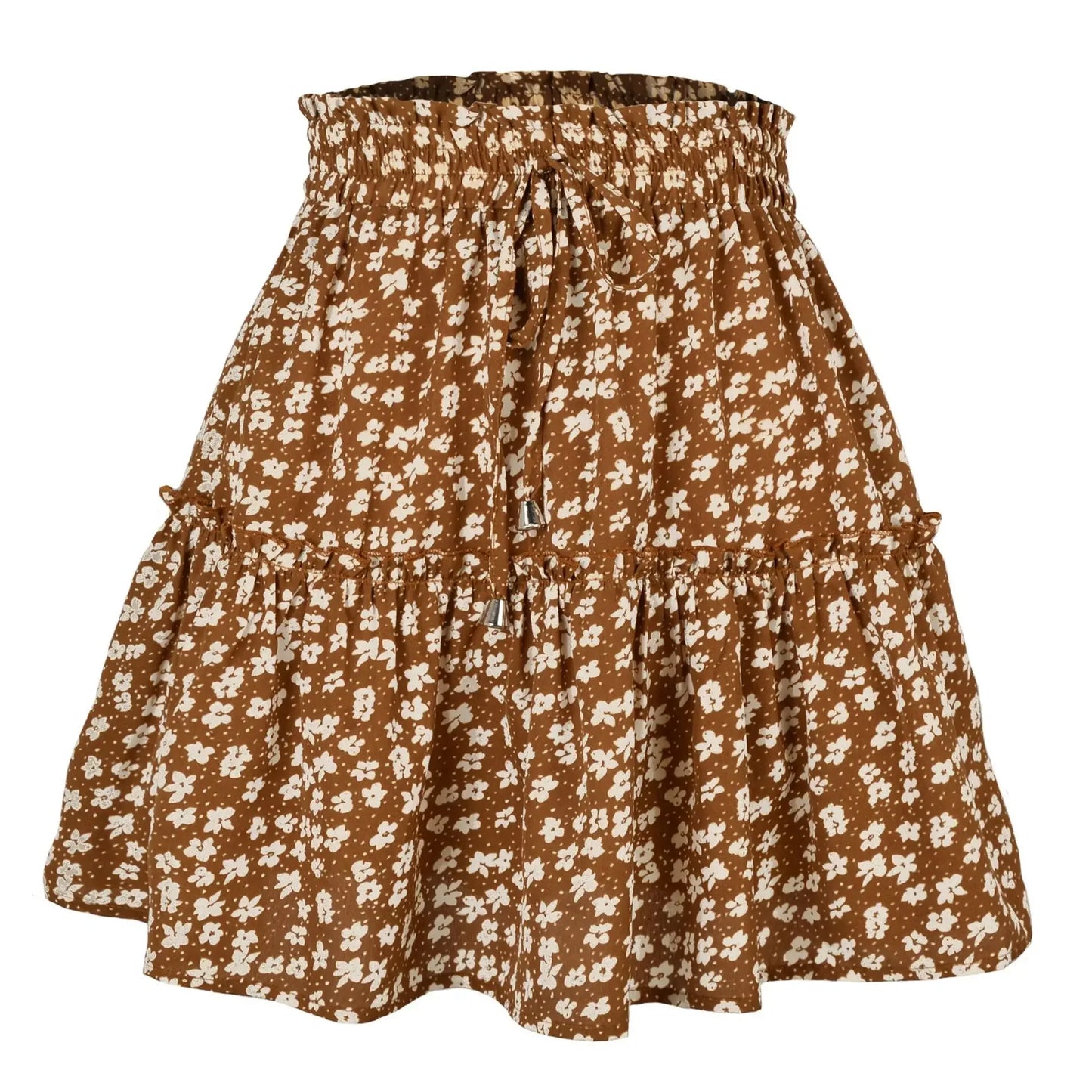 2025 Hot Sexy Ins Women's High Waist Fashion Printed Skirt Bohemian Style Small Floral A-line Female Mini Skirts Womens Khaki