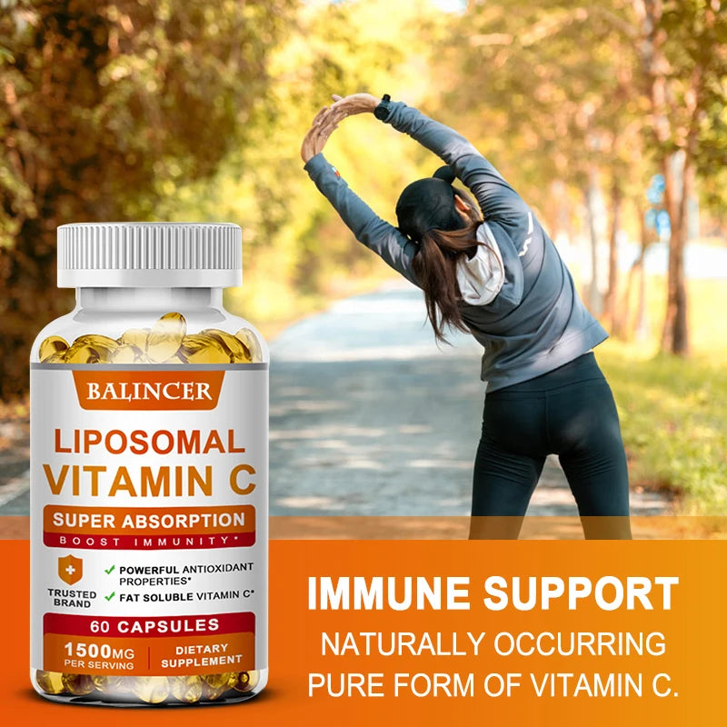 Liposomal Vitamin C Capsules - Promotes Collagen Production, Supports Skin, Immune Health, Powerful Antioxidant