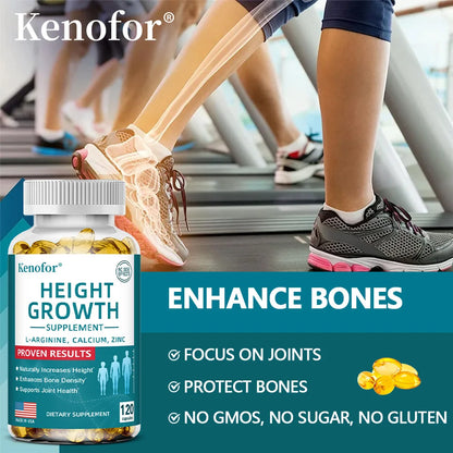 Height Growth Supplement - Calcium, L-Arginine, Vitamin D3, Zinc - Promotes Bone Growth - Helps Natural Height Growth Capsules