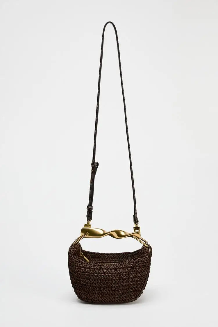 Summer Half-Moon Beach Straw Shoulder Bags Women's Straw Bucket Bag Purse Woven Straw Handbags Casual Tote Crossbody Bag