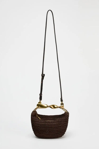 Summer Half-Moon Beach Straw Shoulder Bags Women's Straw Bucket Bag Purse Woven Straw Handbags Casual Tote Crossbody Bag