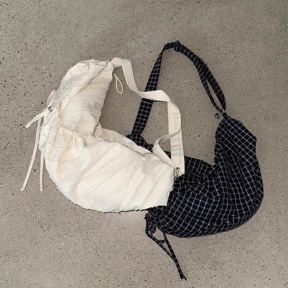 Casual Large Capaci Canvas Tote Bag Dstring Single oulder Folded Woven Handle Quali Crossbody Bag Faionable Trendy