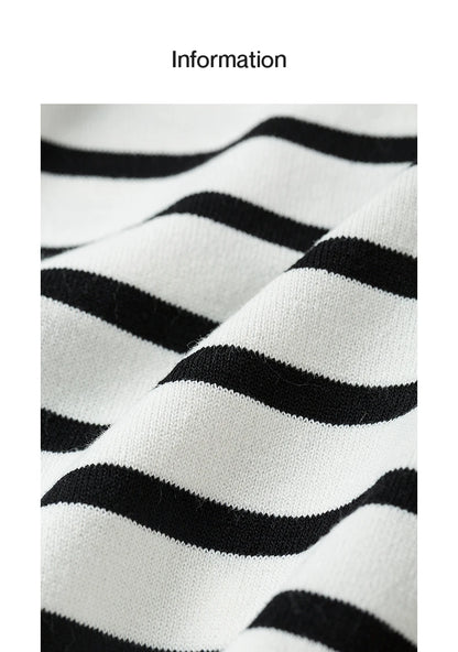 TOYOUTH Women Knitwear 2025 Summer New Short Sleeve Striped Contrast Color Pullover Tops 8523018